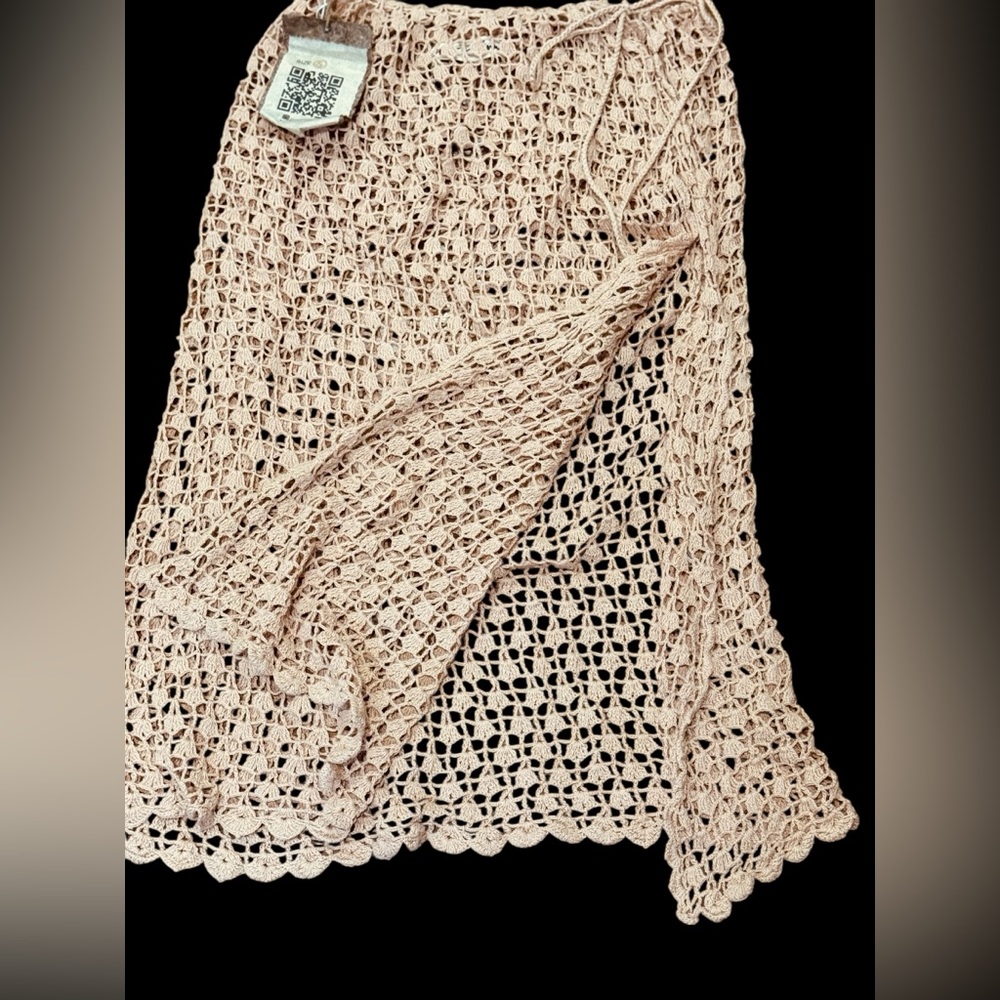 ALIX PINHO***Handmade Crochet Nude Coverup Skirt-***Sm. $445 - Picture 2 of 4